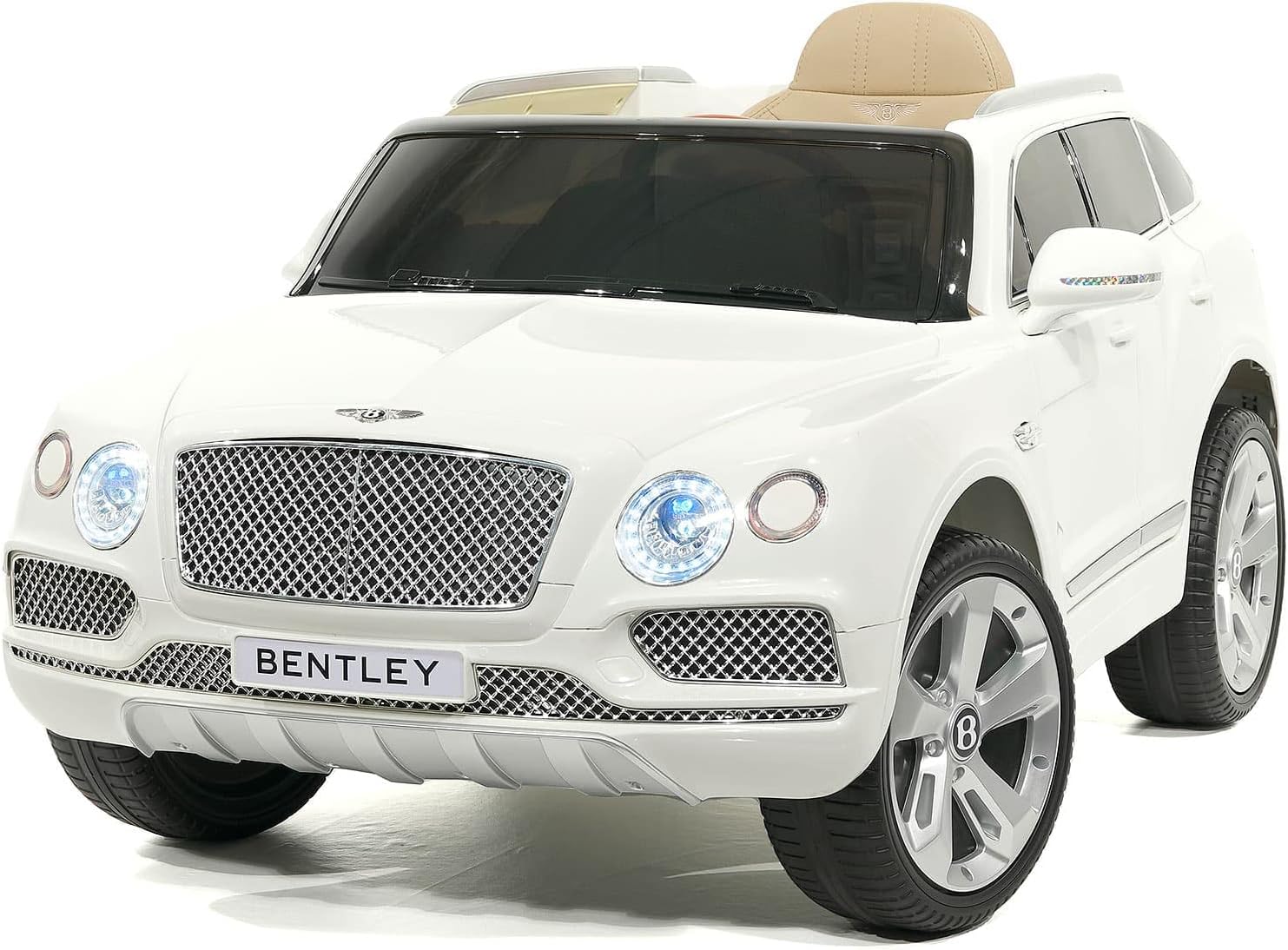 Bentley Bentayga 12V Power Children Ride On Car Truck with Parental Remote White Assorted