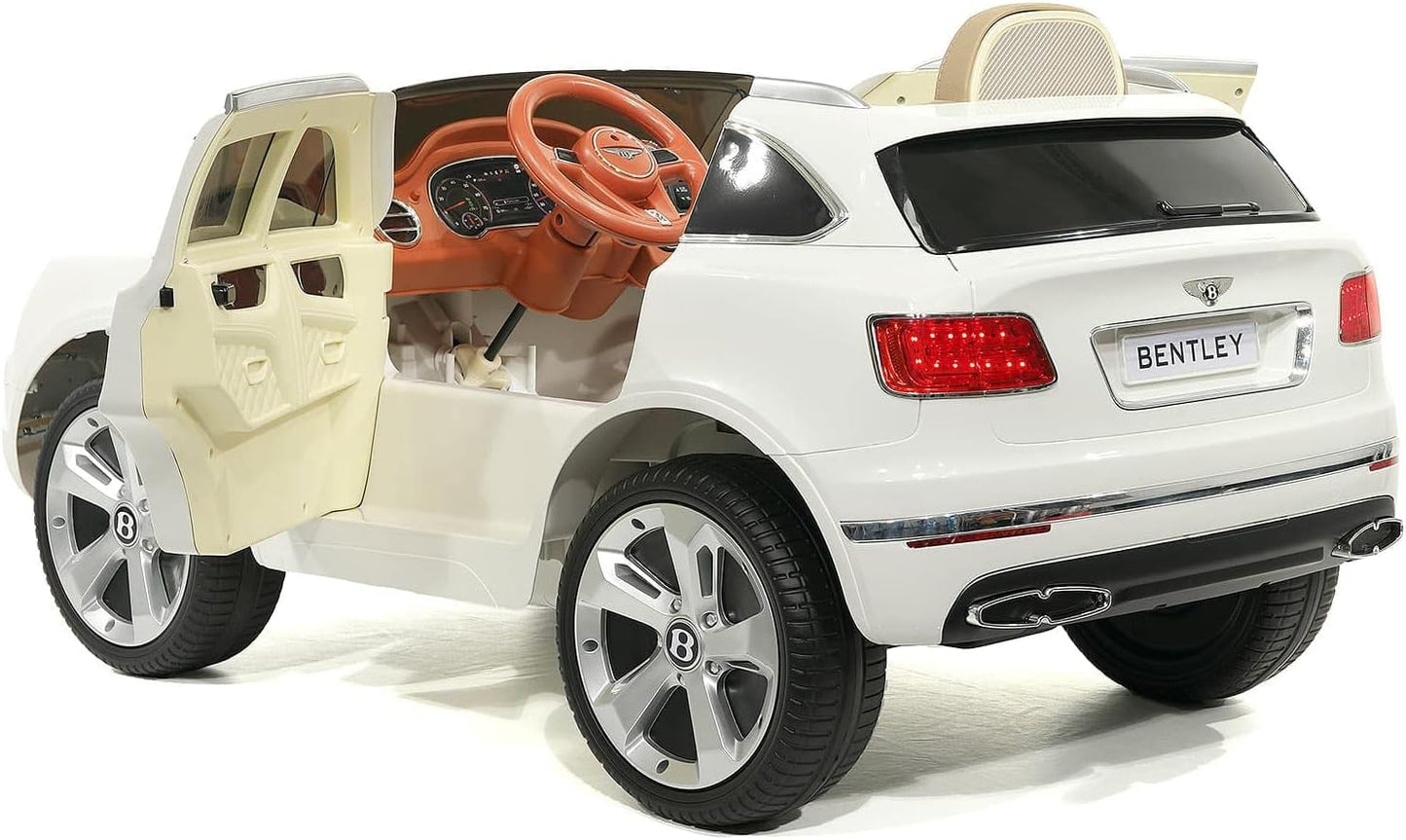 Bentley Bentayga 12V Power Children Ride On Car Truck with Parental Remote White Assorted