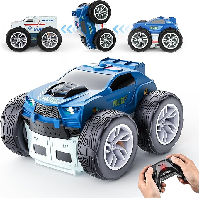 Bezgar Remote Control Car Police & Ambulance Car 2 In 1