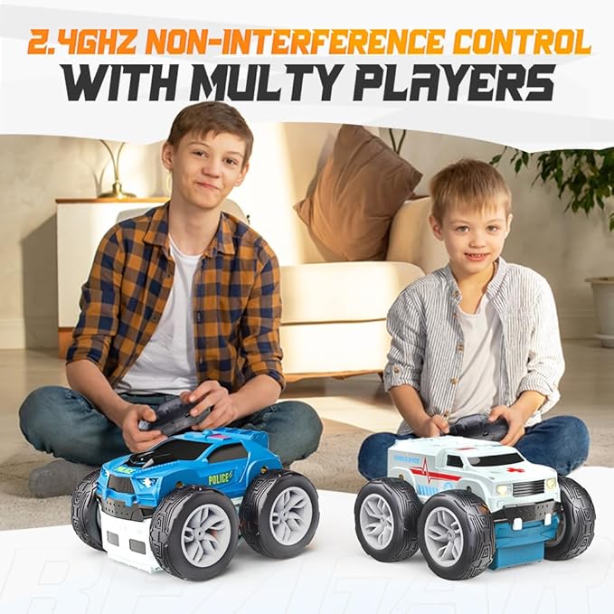 Bezgar Remote Control Car Police & Ambulance Car 2 In 1