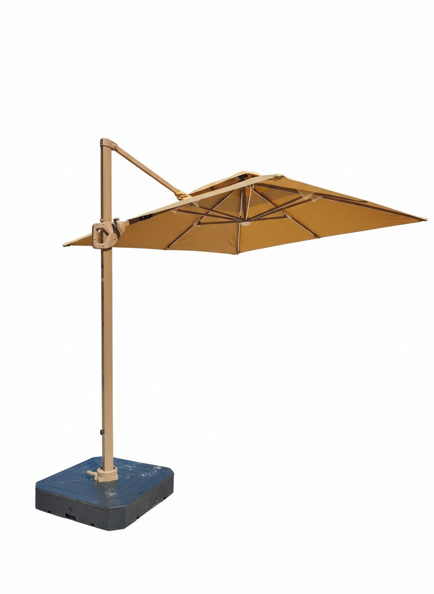 Grandala Banana Umbrella With 86L Water Base With Remote Control For Light And Solar Panel