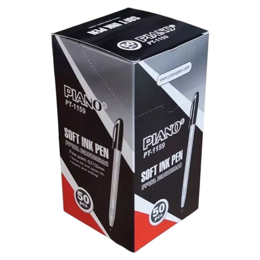 Piano Correct Soft Ink Ball Pen Black 50 Pcs Box