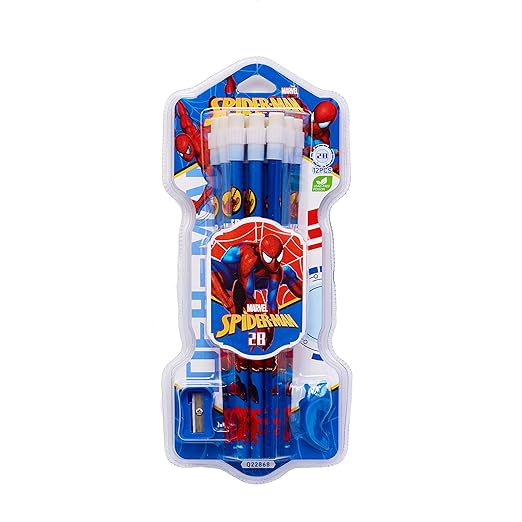 Spider Man Pencils With Sharpner Set 12 Pcs
