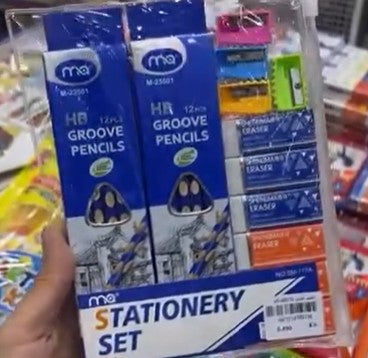 Pvc Bag Stationery Set with Pencil Erasers And Sharpners