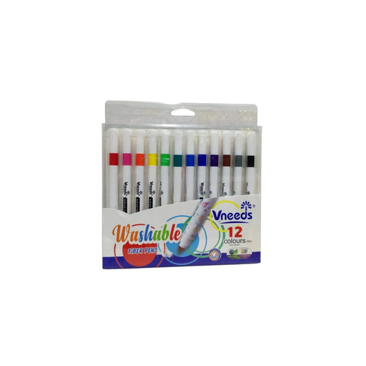 Vneeds Watercolor Pen Washable Fiber Pens 12 Colour Set