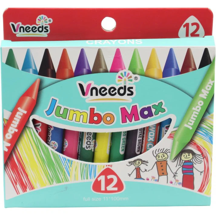 Vneeds Jumbo Max Crayons 12 Pcs