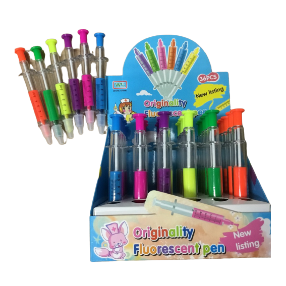 Fluorescent Syringe Pen And Highlighter
