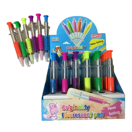 Fluorescent Syringe Pen And Highlighter