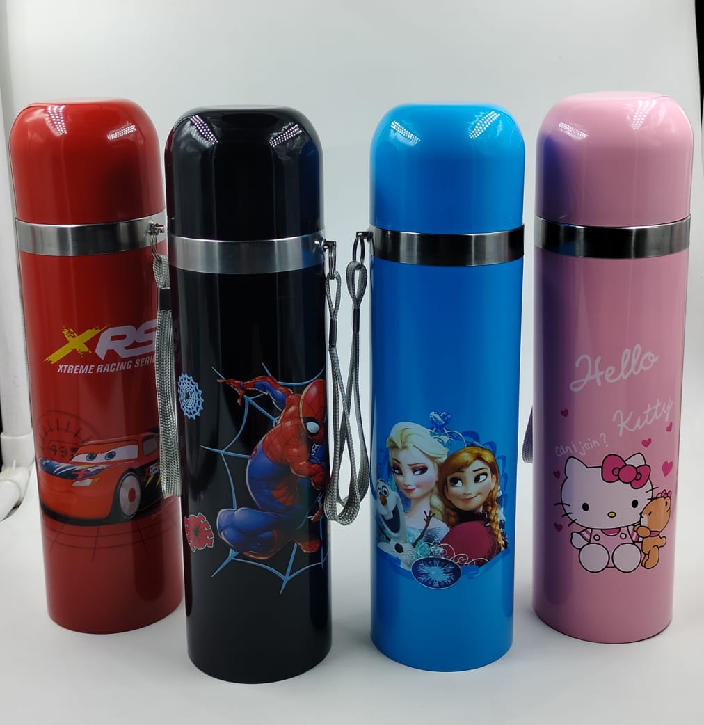 Stainless Steel Water Bottle  With Character Prints 500ml Assorted Assorted
